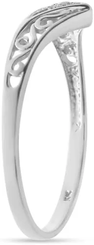 Miniatura 4 de Anillo de oro blanco de 10 quilates con filigrana y diamantes