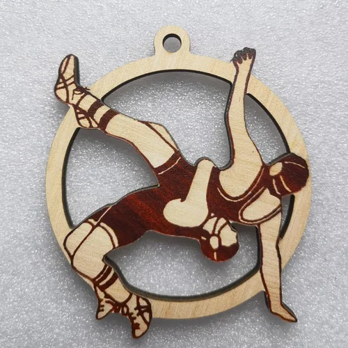 Miniatura 7 de Adorno de Navidad de lucha libre 2025, adornos de luchador niño para árbol de Navidad, decoración colgante de madera con temática deportiva, regalos