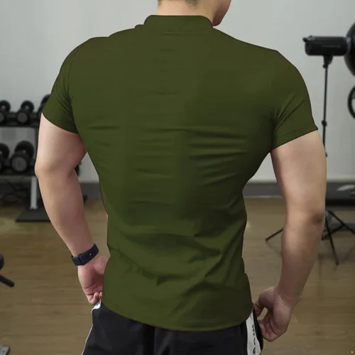 Miniatura 3 de inhzoy Camisetas deportivas de manga corta para hombre, camisetas deportivas de capa base, camisetas de compresión para gimnasio y entrenamiento