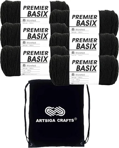 Miniatura 11 de Premier Yarns Basix White 1115-01 (3 madejas, el mismo lote de tinte) hilo acrílico mediano #4 para ganchillo y tejer con bolsa de proyectos