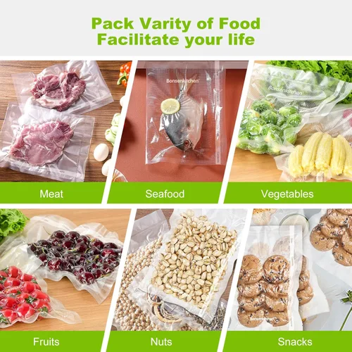 Miniatura 5 de Bonsenkitchen Bolsas Selladoras al Vacío, Rollos de 8" x 50' Paquete de 2 para Almacenamiento de Alimentos, Sin BPA, Resistente, Rollo de Alimentos