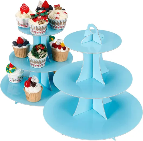 Miniatura 13 de YLDW Soporte para Cupcakes de 3 Niveles, Soporte para Pastel, Torre de Soporte para Cupcakes DIY Escalonada para Exhibiciones de Mesa de Postres
