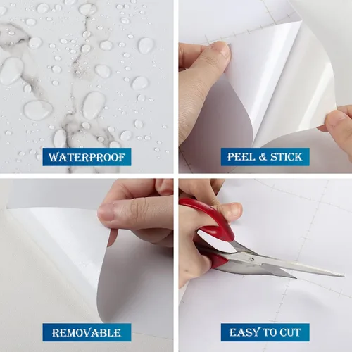 Miniatura 4 de FunStick Papel de contacto de mármol mate para encimeras, papel tapiz impermeable de mármol blanco, despegar y pegar, encimeras para cocina, papel