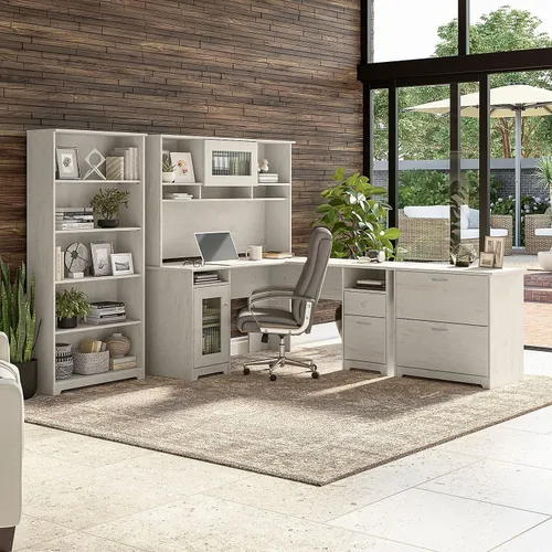Miniatura 6 de Bush Home Cabot - Mueble de escritorio (60 W, color lino y roble blanco)