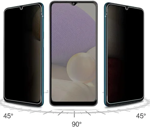 Miniatura 5 de Protector de pantalla de privacidad antiespía, paquete de 2 películas de vidrio templado antiespía sin burbujas para Samsung Galaxy A32 5G / A12