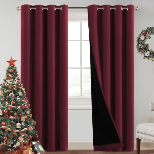Miniatura 14 de PrinceDeco Paneles de cortina 100 % opacas de 108 pulgadas de largo, completamente opacos, tratamiento de ventana, cortinas forradas con aislamiento