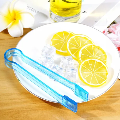 Miniatura 6 de 10 piezas de pinzas de buffet de plástico, pinzas de cocina transparentes azules, mini utensilio de servir, pinzas para alimentos, hielo, ensalada