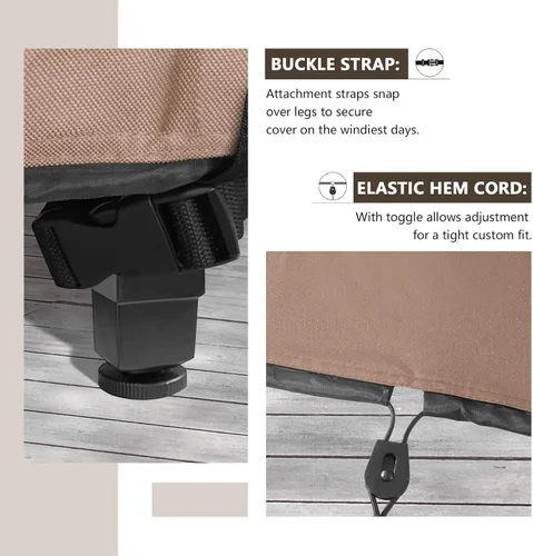 Miniatura 3 de ULTCOVER Cubierta redonda de 48 pulgadas para mesa de patio impermeable para conjunto de muebles de exterior Marrón