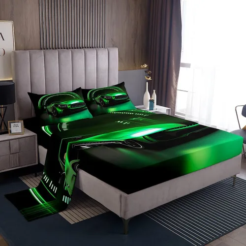 Miniatura 10 de Juego de ropa de cama de oso tamaño individual con diseño de osos y ramas de árbol genealógico, sábana bajera ajustable con diseño de árboles