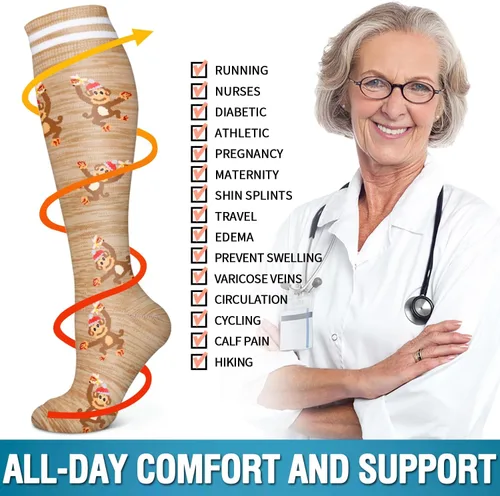 Miniatura 143 de 6 Pack Copper Compression Socks for Women and Men Circulation-Best Support for Medical, Running,Nursing,Athletic