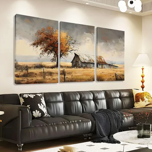 Rumftozyb Lienzo rústico de granero, arte de pared de paisaje vintage, imágenes de escena de granja, decoración de pared de casa del condado,
