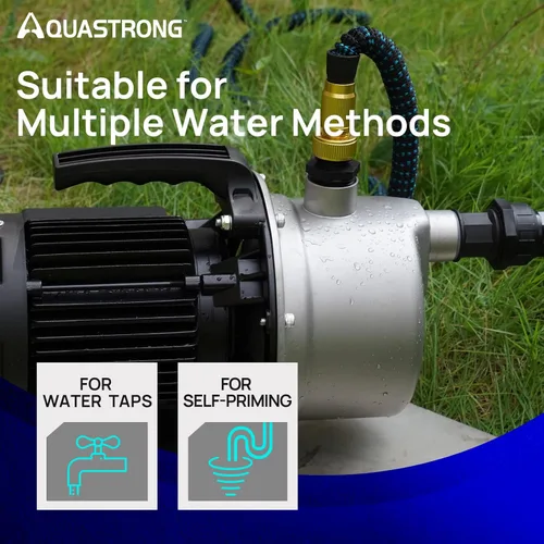 Miniatura 4 de Aquastrong Bomba de pozo poco profundo portátil de 1.2 HP, 1209 GPH, 115V, de acero inoxidable, bomba de riego para aspersores/transferencia de agua