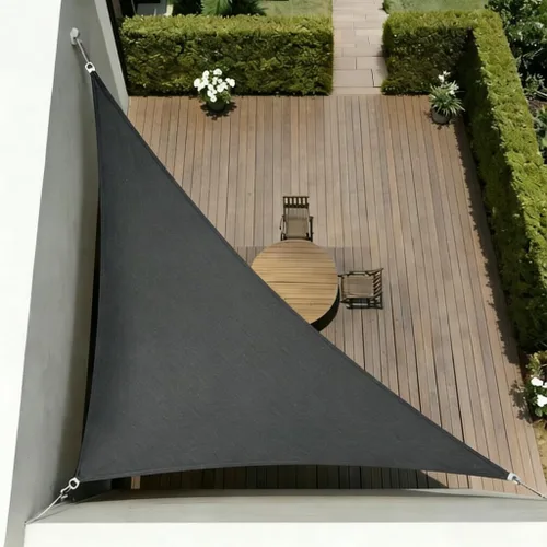 Miniatura 14 de Parasol triangular 12 x 12 x 12 pies, toldo estilo vela, bloqueador de UV para patio y exterior, de la marca LyShade, Azul cadete
