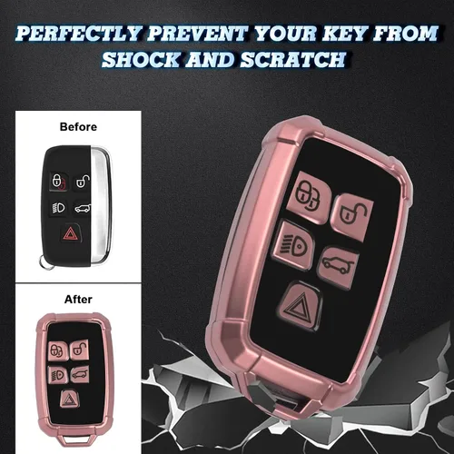 Miniatura 5 de x xotic tech Funda para llavero compatible con Range Rover Evoque Discovery LR4 Land Rover Sport o Jaguar XF XJ F-PACE F-Type 5 botones, protección