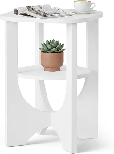 Miniatura 9 de VASAGLE Mesa auxiliar, mesa auxiliar pequeña de 2 niveles, mesita de noche con estante inferior para espacios pequeños, sala de estar, dormitorio