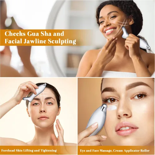Miniatura 2 de Herramienta de terapia de masaje corporal Gua Sha, Rodillo de masaje facial, Aplicador de rodillo de crema de ojos, Gua Sha facial de acero