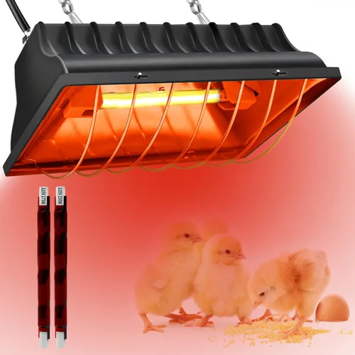 Lámpara de calefacción de gallinero de 250 W, temperatura de calefacción ajustable y altura para colgar, con pantalla de aleación de aluminio,
