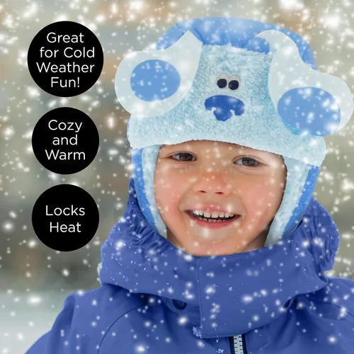 Miniatura 7 de Nickelodeon Juego de gorro y manoplas de invierno para niños, gorro Blue's Clues para niños de 2 a 4 años