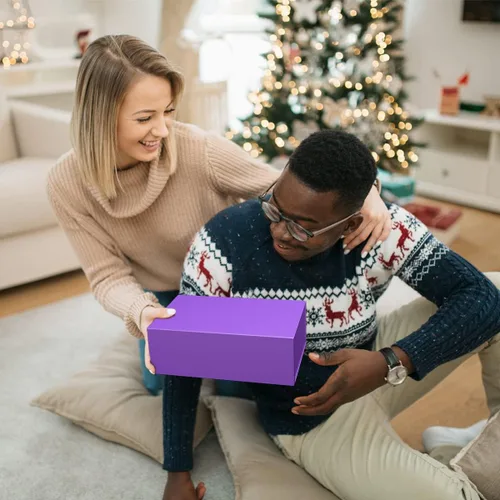 Miniatura 5 de Caja de Regalo Morada de 12" x 6" x 4" con Tapa de Cierre Magnético, Caja de Regalos para Obsequios, Cajas de Regalo para Damas de Honor, Caja Morado