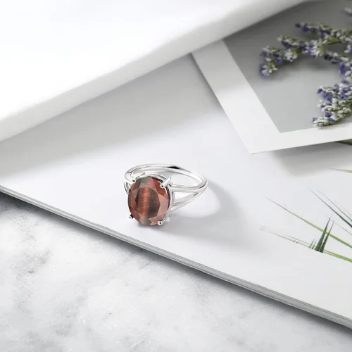 Miniatura 128 de Gem Stone King Anillo solitario con piedra preciosa de 3.00-7.00 quilates Plata de ley 925 Ovalado de 0.47 x 0.49 pulgadas Anillo