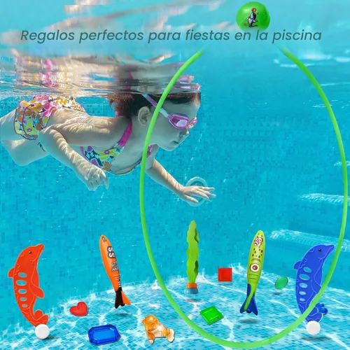 Miniatura 6 de Jasonwell Juguetes de piscina, anillos de buceo, 28 piezas, juego de piscina, juguetes de buceo con anillo de buceo, tesoros submarinos, bandidos