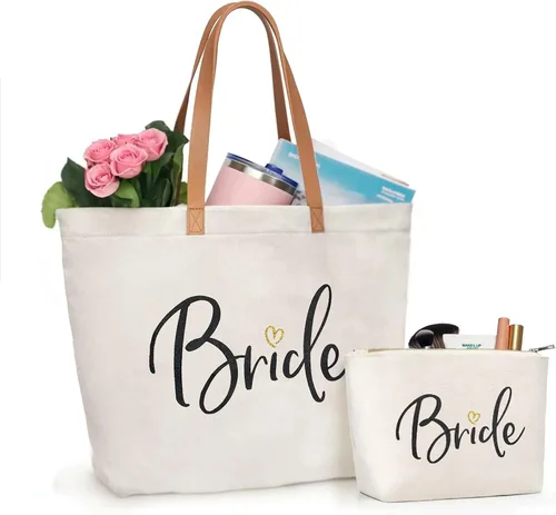 Miniatura 12 de ELEGANTPARK Mrs Bag Mrs Gifts 2025 Regalos para novia, bolsa de mano para boda, despedida de soltera, despedida de soltera, luna de miel, bolsa