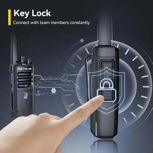 Miniatura 4 de Retevis RT68H Walkie Talkies de largo alcance, radio bidireccional recargable, visualización, facilidad de uso, pantalla LED oculta, cerradura