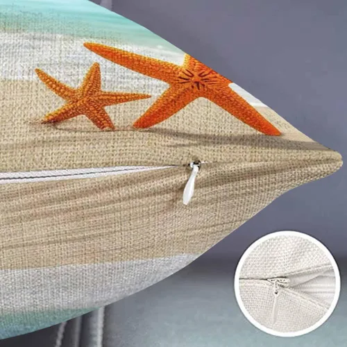 Miniatura 2 de Smooffly Funda de almohada de granja de playa, estrellas de mar y mares, océanos, cielo azul, conchas sobre la arena, fundas de almohada decorativas