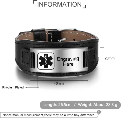 Miniatura 106 de OPALSTOCK Pulseras médicas personalizadas de silicona ajustable para identificación de emergencias, grabado gratuito, 9 pulgadas, resistente al