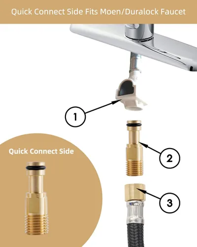 Miniatura 4 de Hygie Rinse Accesorio de Rociador para Fregadero de Ajuste Universal con Juego de Manguera, Cabezal Rociador Lateral de Cocina con Adaptadores Cromo