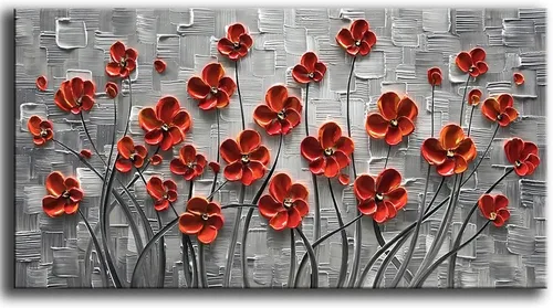 Miniatura 12 de YaSheng Art - Pintura al óleo de arte contemporánea hecha a mano de flores blancas en lienzo con textura 3D, pinturas de árbol abstractas