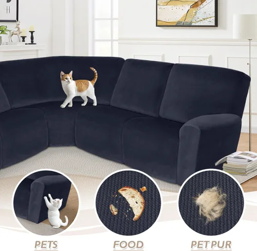Miniatura 124 de Arfntevss Fundas de sofá seccional reclinable de terciopelo, Funda de sofá seccional de esquina para sofá reclinable, Funda elástica suave