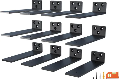 Miniatura 8 de NEODROP Paquete de 4 soportes de estante flotante de 6 pulgadas, soportes de estante ocultos de alta resistencia para estante pequeño, estante