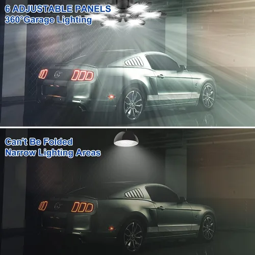 Miniatura 2 de Paquete de 4 luces LED de garaje, 220 W, luces LED de techo superbrillantes, deformables en base E26, luz de garaje para sótano, almacén, taller