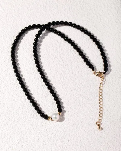 Miniatura 6 de Jewever Gargantilla de perlas cultivadas de agua dulce con ágata negra para mujer, cristales y piedras curativas, regalo de joyería, collar