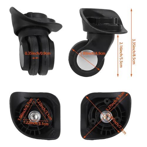 Miniatura 3 de 2 pares de ruedas de repuesto para equipaje 360 ruedas giratorias de maleta doble 1.22 x 1.06 pulgadas W024