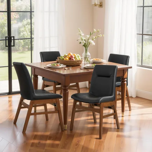 Miniatura 28 de SyMax Juego de 6 sillas de comedor de piel sintética con borde cosido, modernas sillas laterales de cocina de alta gama para dormitorio, sala