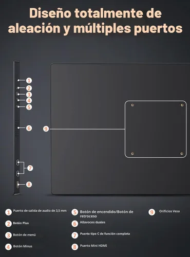 Miniatura 8 de KYY Monitor portátil 4K de 15.6" Monitor portátil para portátil UHD IPS 3840X2160 Pantalla externa con 100% sRGB y HDR Monitor