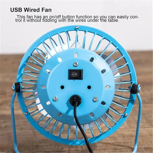 Miniatura 4 de Sokelinn-six Ventilador de escritorio USB pequeño de 4 pulgadas, mini ventilador de refrigeración personal silencioso de metal para el hogar, Azul