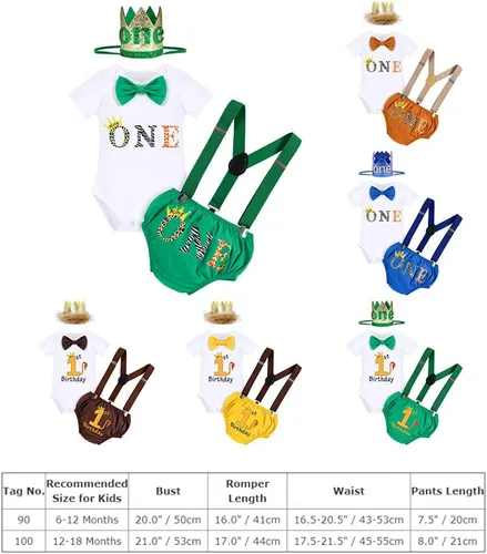 Miniatura 7 de ODASDO Conjunto de mameluco para bebé niño con temática de safari en la selva para 1er y 2 cumpleaños