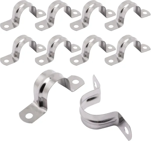 Abrazaderas de conducto de acero inoxidable 304, correa rígida de tubo de 2 agujeros, soporte en U de metal resistente (10 piezas, 0.984 in)