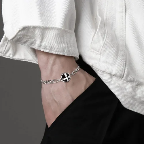 Miniatura 4 de ADMETUS 925 Sterling Silver Amulet Bracelet Cross Bracelet for Men with 72 Adjustable Chain
