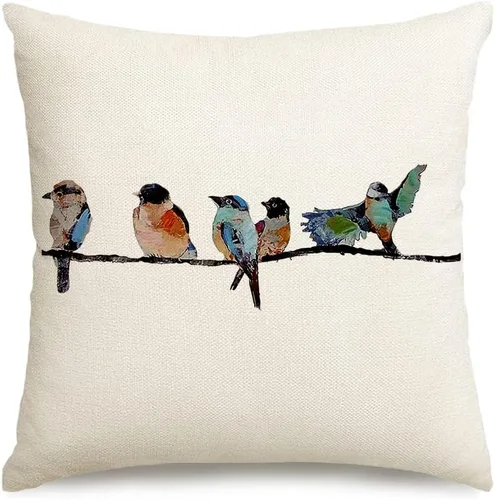 Miniatura 13 de RABUSOFA Fundas de Almohada Navideñas 18x18 Pulgadas Pájaros Decoraciones Navideñas Invierno Fundas de Cojín Decorativo Navidad Pájaros Decoración
