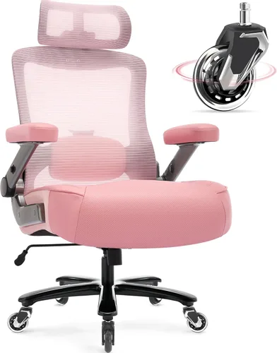 Miniatura 10 de Silla de oficina grande y alta, 600 libras con brazos abatibles 3D, reposacabezas ajustables, ruedas grandes resistentes, silla de escritorio Brazo