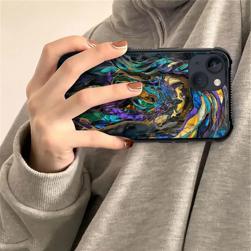 Miniatura 4 de ZHEGAILIAN Funda compatible con iPhone 13, fundas de cristal de color caballo de baile, parte trasera de vidrio templado+funda protectora