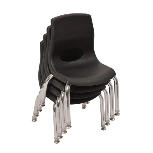 Angeles H, negro con patas cromadas, paquete de 4 sillas MyPosture para niños, 8 pulgadas, gris