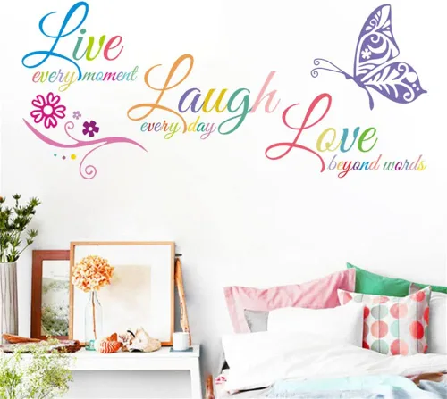 Miniatura 5 de Calcomanías motivacionales para pared Live Love Laugh, calcomanías inspiradoras para la familia, decoración con frases, murales de vinilo