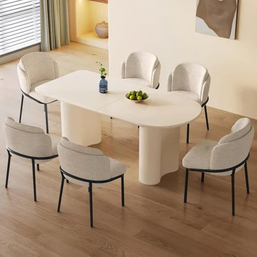 Miniatura 26 de Miuuod Mesa de comedor que ahorra espacio para apartamentos pequeños para 4-6 personas, muebles resistentes de mediados de siglo