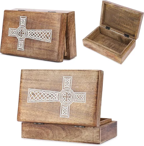 Miniatura 10 de Ajuny Cajas de Joyería de Madera Cajas Decorativas Antiguas con Tallado del Árbol de la Vida para Decoración de Mesa de Centro Regalo de Cumpleaños