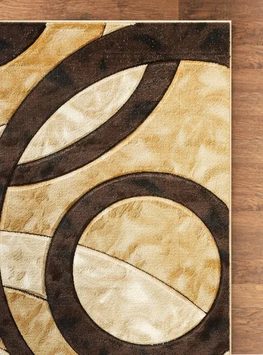 Miniatura 4 de GLORY RUGS Alfombra de área 2x3 marrón, tapete para puerta, círculos modernos, suave, alfombra de piso contemporánea con textura esponjosa